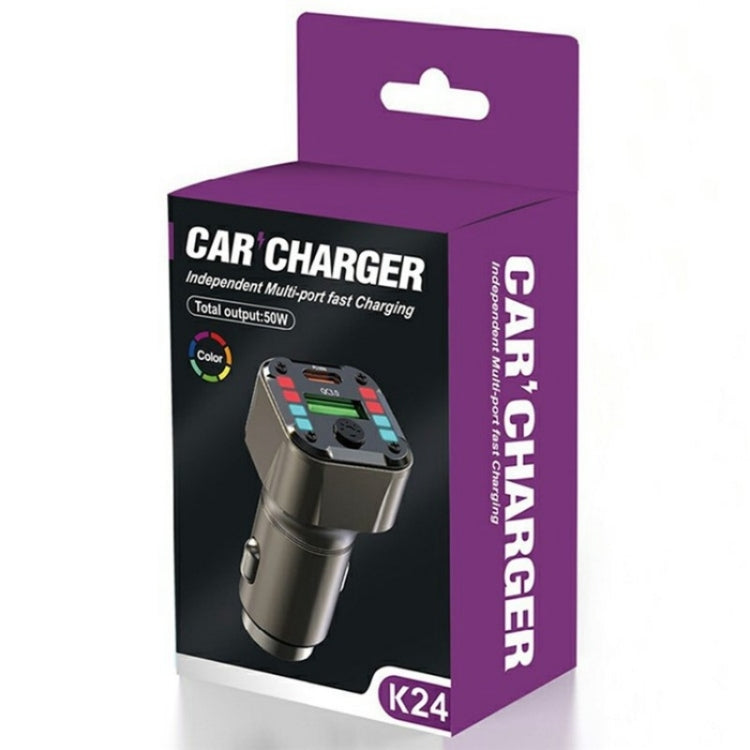 K24 Dual Ports Car Charging Adapter Car Charger PD 30W QC 3.0 Super Charger - Car Charger by buy2fix | Online Shopping UK | buy2fix