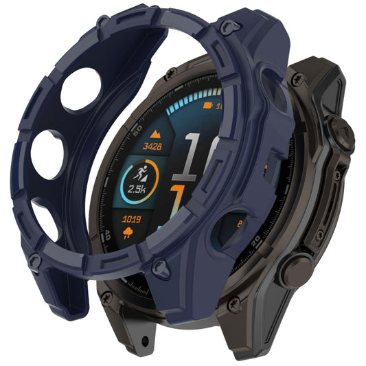 For Garmin Fenix 8 AMOLED 43mm Armor Hollow TPU Half Coverage Watch Protective Case(Midnight Blue) - Watch Cases by buy2fix | Online Shopping UK | buy2fix