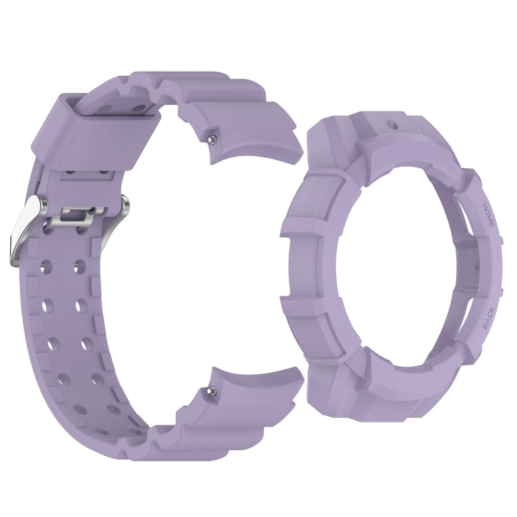 For Samsung Galaxy Watch 7 40mm Armor Silicone Watch Band with Watch Case Set(Purple) - Watch Bands by buy2fix | Online Shopping UK | buy2fix