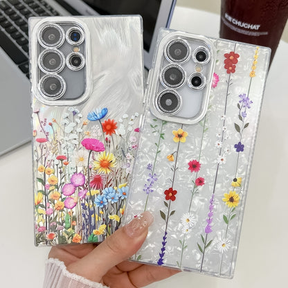 For Samsung Galaxy S25 5G Electroplating Flower Texture TPU Phone Case(Wild Chrysanthemum SH5) - Galaxy S25 5G Cases by buy2fix | Online Shopping UK | buy2fix