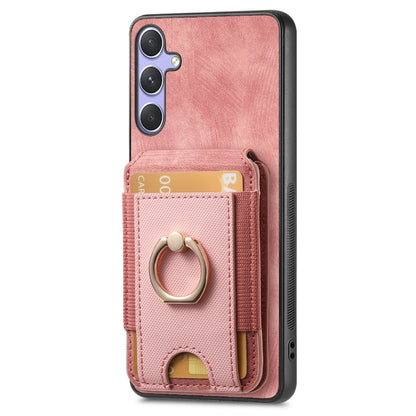 For Samsung Galaxy S25 Ultra 5G Retro Splitable Magnetic Stand Card Bag Leather Phone Case(Pink) - Galaxy S25 Ultra 5G Cases by buy2fix | Online Shopping UK | buy2fix