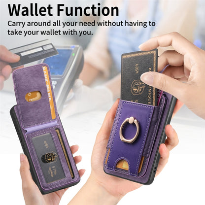 For Samsung Galaxy S25 Ultra 5G Retro Splitable Magnetic Stand Card Bag Leather Phone Case(Purple) - Galaxy S25 Ultra 5G Cases by buy2fix | Online Shopping UK | buy2fix