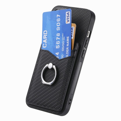 For Samsung Galaxy S25 5G Carbon Fiber Card Wallet Ring Phone Case(Black) - Galaxy S25 5G Cases by buy2fix | Online Shopping UK | buy2fix