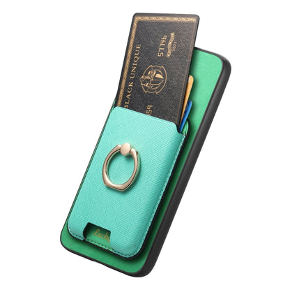 For Samsung Galaxy S25+ 5G Retro Cross Leather Ring Vertical Insert Card Bag MagSafe Phone Case(Green) - Galaxy S25+ 5G Cases by buy2fix | Online Shopping UK | buy2fix