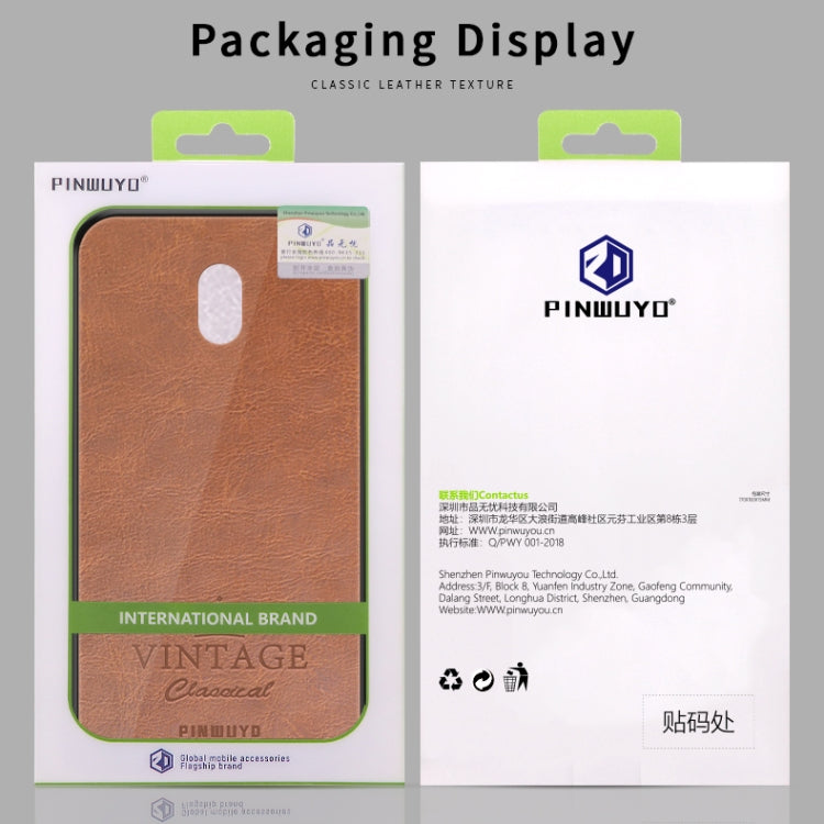 For Xiaomi RedMi 8A PINWUYO Pin Rui Series Classical Leather, PC + TPU + PU Leather Waterproof And Anti-fall All-inclusive Protective Shell(Brown) - Xiaomi Cases by PINWUYO | Online Shopping UK | buy2fix