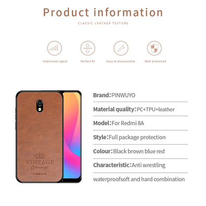 For Xiaomi RedMi 8A PINWUYO Pin Rui Series Classical Leather, PC + TPU + PU Leather Waterproof And Anti-fall All-inclusive Protective Shell(Brown) - Xiaomi Cases by PINWUYO | Online Shopping UK | buy2fix