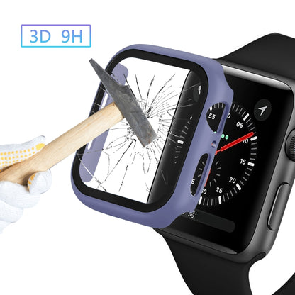 ENKAY Hat-prince Full Coverage PC Case + Tempered Glass Protector for Apple Watch Series 5 / 4 44mm(Blue) - Watch Cases by ENKAY | Online Shopping UK | buy2fix