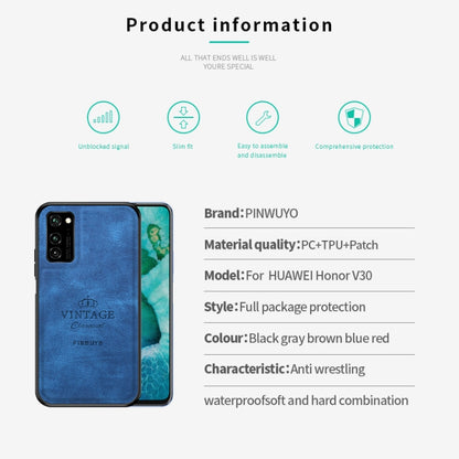 For Huawei Honor V30 / V30 Pro PINWUYO Zun Series PC + TPU + Skin Waterproof And Anti-fall All-inclusive Protective Shell(Blue) - Honor Cases by PINWUYO | Online Shopping UK | buy2fix