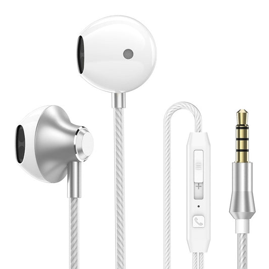 PTM D31 Hands Free Call Stereo Bass Earphones with Mic for Samsung / Xiaomi Phones(Silver) - In Ear Wired Earphone by PTM | Online Shopping UK | buy2fix