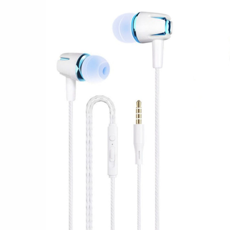 3.5mm Wired Earphone Earbuds Stereo Sound Metal Bass Headset with Mic for Smart Phone(Blue) - In Ear Wired Earphone by buy2fix | Online Shopping UK | buy2fix