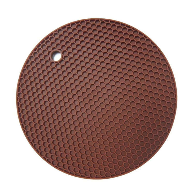 Honeycomb Silicone Round Non-slip Heat Resistant Mat, Size: 18x18x0.8cm(Coffee) - Insulation by buy2fix | Online Shopping UK | buy2fix