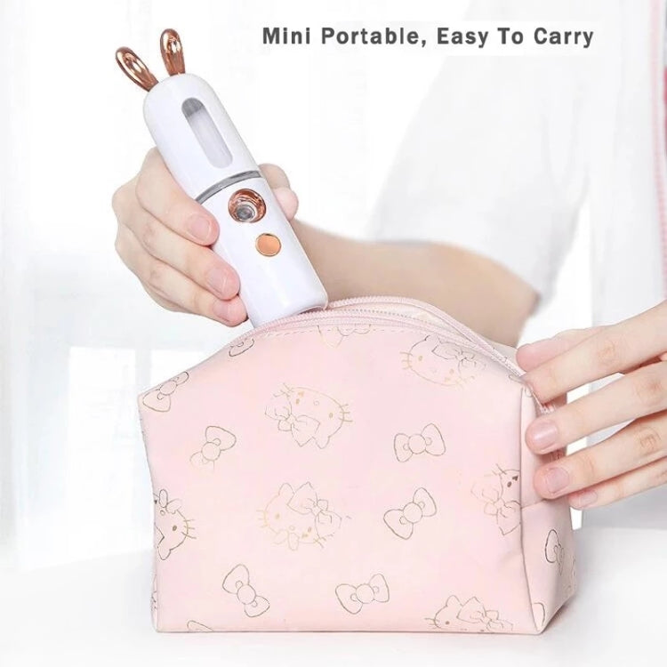 Facial Steamer Nano Spray Water Replenishing Instrument Portable Cold Spray Machine Charging Beauty Instrument Automatic Alcohol Sprayer, Style:Cute Deer(Pink) - Beauty Instrument by buy2fix | Online Shopping UK | buy2fix