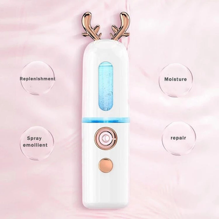 Facial Steamer Nano Spray Water Replenishing Instrument Portable Cold Spray Machine Charging Beauty Instrument Automatic Alcohol Sprayer, Style:Cute Deer(Pink) - Beauty Instrument by buy2fix | Online Shopping UK | buy2fix