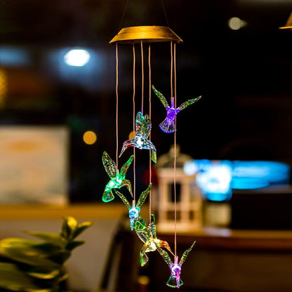 Creative Electronics Solar LED Hummingbird Wind Chime Light Seven Colors - Novelty Lighting by buy2fix | Online Shopping UK | buy2fix