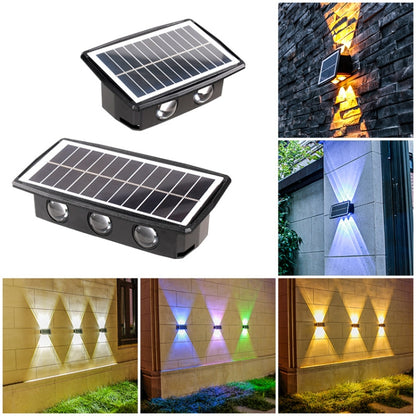 6LED Solar Wall Lamp Outdoor Waterproof Up And Down Double-headed Spotlights(White+Warm Light) - Solar Lights by buy2fix | Online Shopping UK | buy2fix