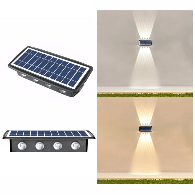 8LED Solar Wall Lamp Outdoor Waterproof Up And Down Double-headed Spotlights(White+Warm Light) - Solar Lights by buy2fix | Online Shopping UK | buy2fix