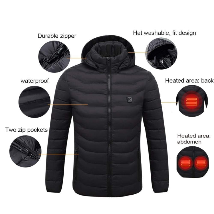 19 Zone 4 Control Blue USB Winter Electric Heated Jacket Warm Thermal Jacket, Size: XXXXXL - Down Jackets by buy2fix | Online Shopping UK | buy2fix