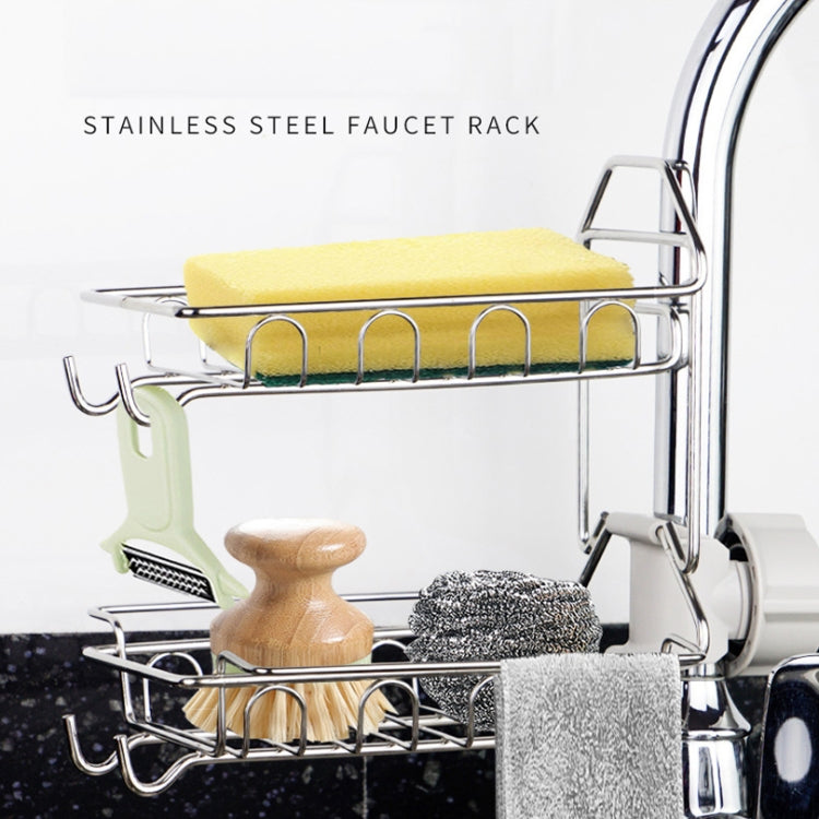 Faucet Rack Stainless Steel Perforated Free Kitchen Sink Storage Rack Rag Sponge Drain Rack, Style:Type A - Shelf by buy2fix | Online Shopping UK | buy2fix