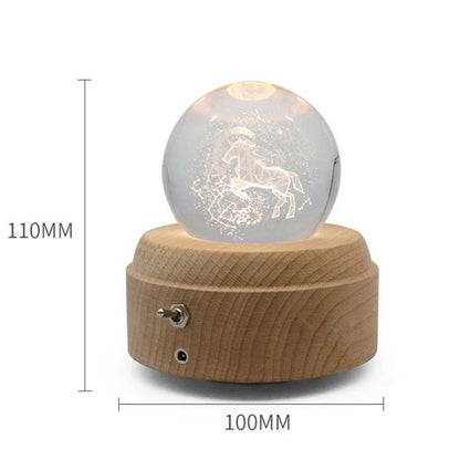 Girl Bedside Lamp Crystal Ball Wooden Base Music Box Charging Glow Rotating Night Light, Random Music(Carousel) - Novelty Lighting by buy2fix | Online Shopping UK | buy2fix