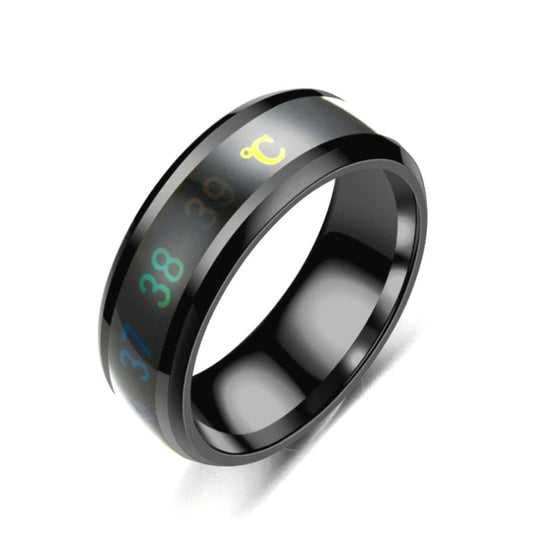 Smart Temperature Ring Stainless Steel Personalized Temperature Display Couple Ring, Size: 7(Black) - Rings by buy2fix | Online Shopping UK | buy2fix