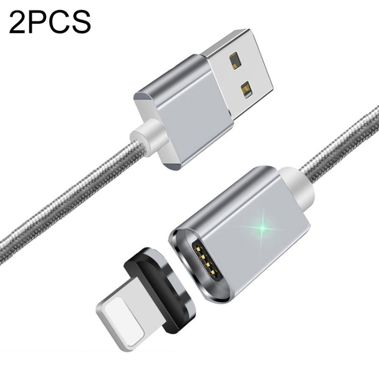 2 PCS ESSAGER Smartphone Fast Charging and Data Transmission Magnetic Cable with 8 Pin Magnetic Head, Cable Length: 1m(Silver) - Charging Cable & Head by buy2fix | Online Shopping UK | buy2fix