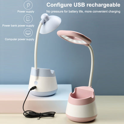 USB Charging LED Desk Light Eye Protection Lamp with Pen Holder and Phone Holder(CS276-3  Blue) - Desk Lamps by buy2fix | Online Shopping UK | buy2fix