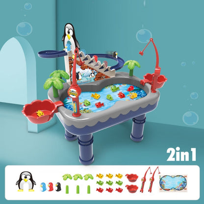 Penguin Stair Climbing Children Electric Magnetic Fishing Toy Multifunctional Game Set(Blue) - Music Toys by buy2fix | Online Shopping UK | buy2fix