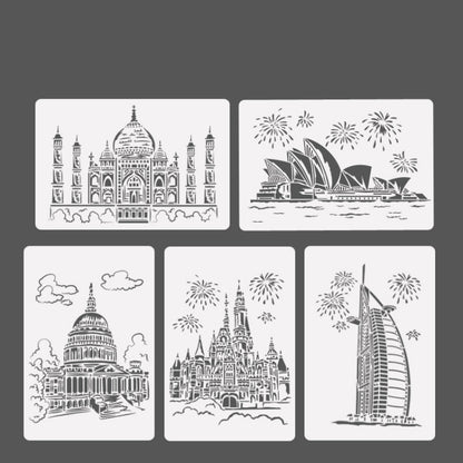 5 Taj Mahal Construction Series Painting Template Theme City A4 Label Template - Art Supplies by buy2fix | Online Shopping UK | buy2fix