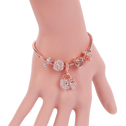 SL128 20cm Women Rose Gold Beaded Bracelet - Bracelets by buy2fix | Online Shopping UK | buy2fix