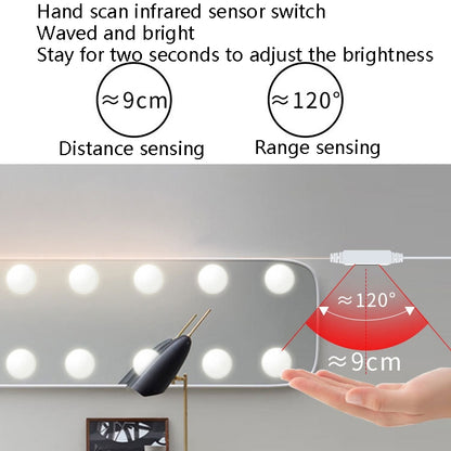 LED Makeup Mirror Light Beauty Fill Light Hand Sweep Sensor Mirror Front Light, Power source: 14 Bulbs(Natural White) - Sensor LED Lights by buy2fix | Online Shopping UK | buy2fix