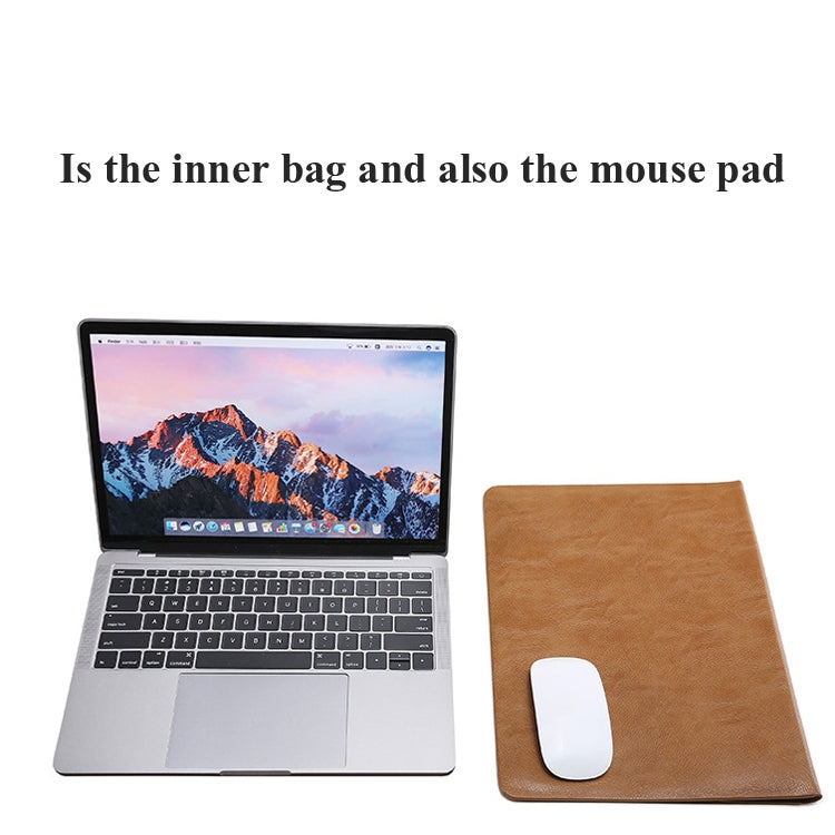 Horizontal Litchi Texture Laptop Bag Liner Bag For MacBook 15.4 Inch A1398(Liner Bag+Power Bag Brown) - Protective Bags by buy2fix | Online Shopping UK | buy2fix