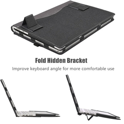 For Samsung Galaxy Book Pro 360 13.3 Inch Leather Laptop Anti-Fall Protective Case With Stand(Black) - 13.3 inch by buy2fix | Online Shopping UK | buy2fix