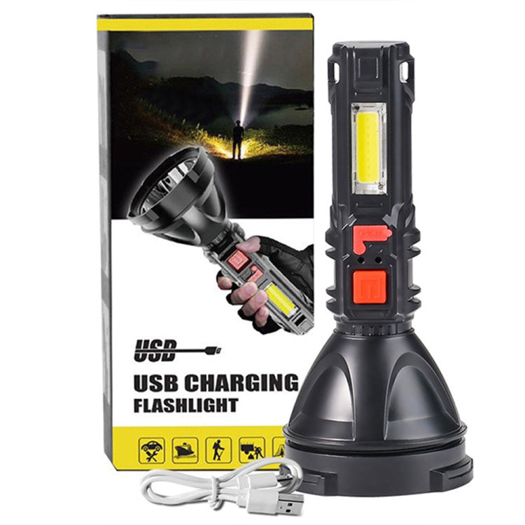 Plastic Flashlight COB Work Light Long Shot USB Strong Light Flashlight - LED Flashlight by buy2fix | Online Shopping UK | buy2fix