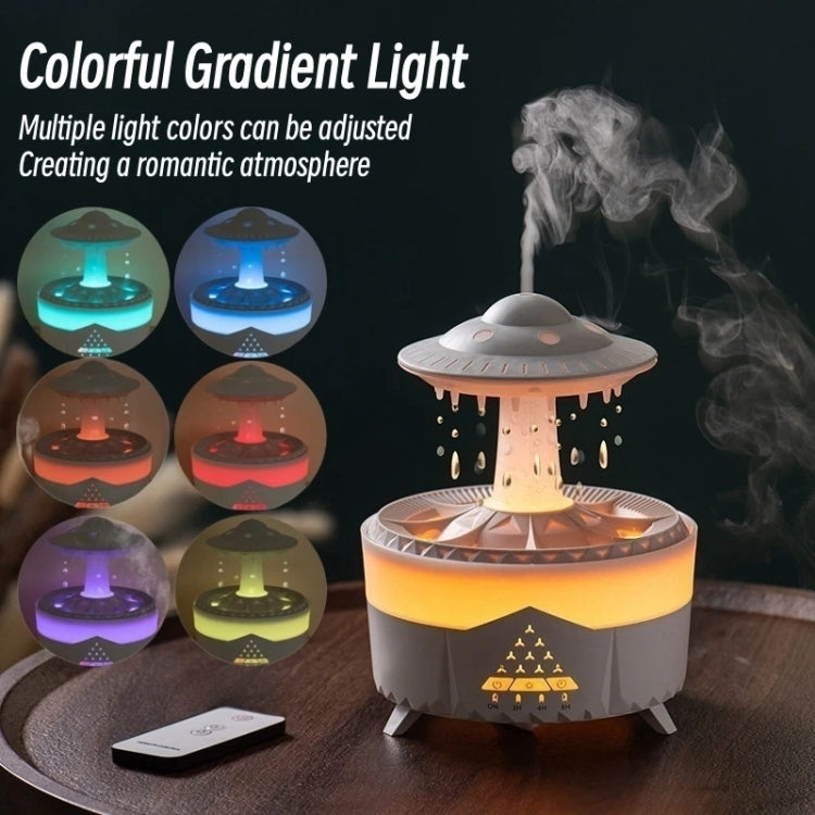 UFO Water Drop Aromatherapy Humidifier Desktop Remote Control Diffuser, Plug: US Plug(Wood Grain) - Air Purifiers & Accessories by buy2fix | Online Shopping UK | buy2fix