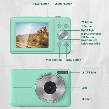 DC403L-AF 2.4-Inch 16X Zoom HD Digital Camera Mini Children Photography Camera US Plug(Green) - Children Cameras by buy2fix | Online Shopping UK | buy2fix