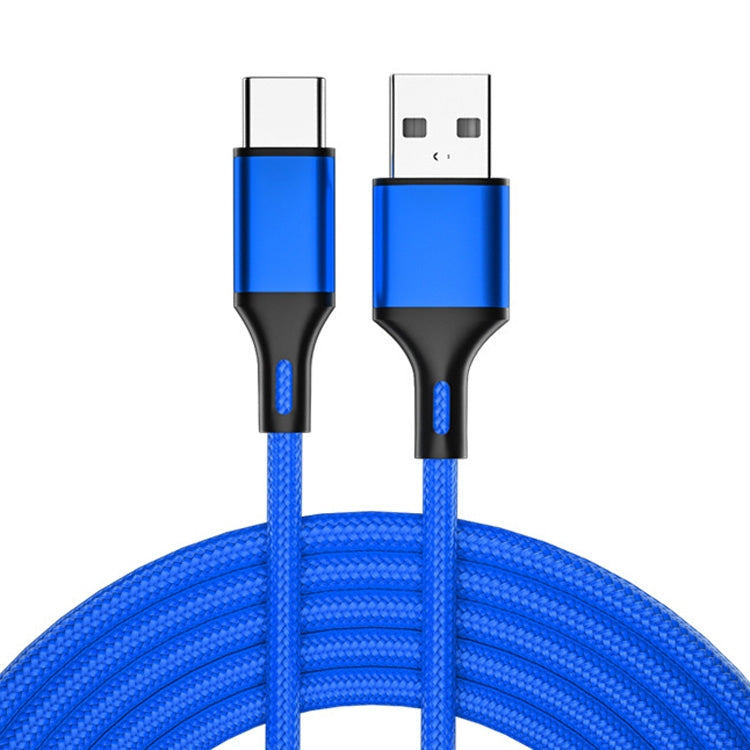 4 PCS 2.4A USB-C / Type-C to USB Braided Fast Charging Sync Data Cable, Length: 1m (Blue) - USB-C & Type-C Cable by buy2fix | Online Shopping UK | buy2fix