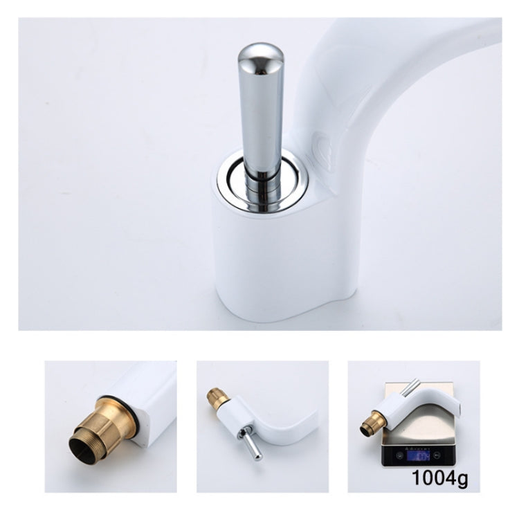 Bathroom All Copper Basin Hot And Cold Water Faucet, Specification: White Silver - Faucets & Accessories by buy2fix | Online Shopping UK | buy2fix