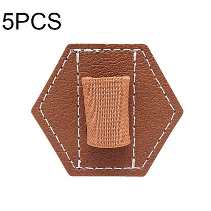 5 PCS Capacitive Pen Bag Self Adhesive Pen Holder PU Pen Clip,Style: Hexagonal Brown - Pencil Accessories by buy2fix | Online Shopping UK | buy2fix