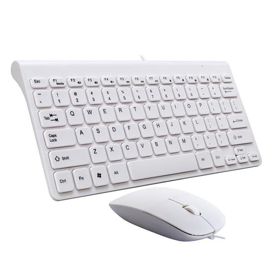 K168 Mini Portable Chocolate Button Wired Keyboard Mouse Set(White) - Wired Keyboard by buy2fix | Online Shopping UK | buy2fix