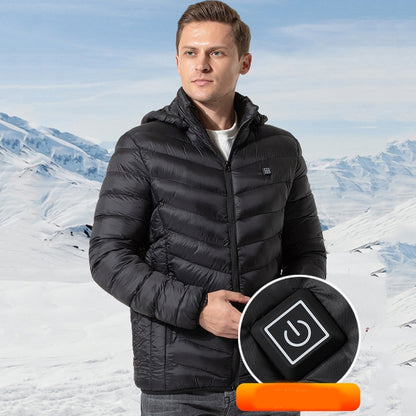 9 Zone Double Control Black USB Winter Electric Heated Jacket Warm Thermal Jacket, Size: S - Down Jackets by buy2fix | Online Shopping UK | buy2fix