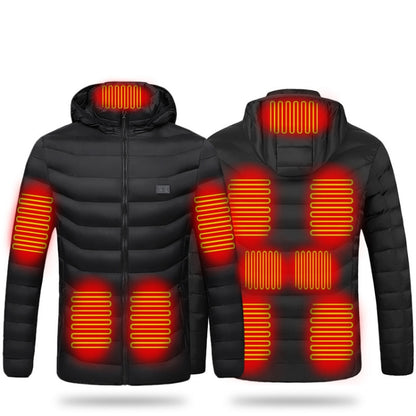 11 Zone Double Control Black USB Winter Electric Heated Jacket Warm Thermal Jacket, Size: XXXXL - Down Jackets by buy2fix | Online Shopping UK | buy2fix
