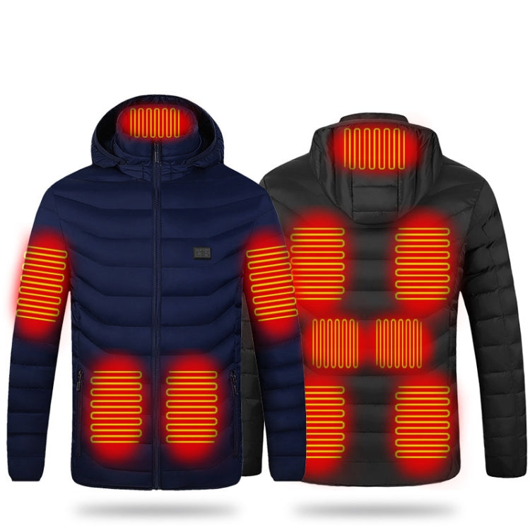 11 Zone Double Control Blue USB Winter Electric Heated Jacket Warm Thermal Jacket, Size: S - Down Jackets by buy2fix | Online Shopping UK | buy2fix
