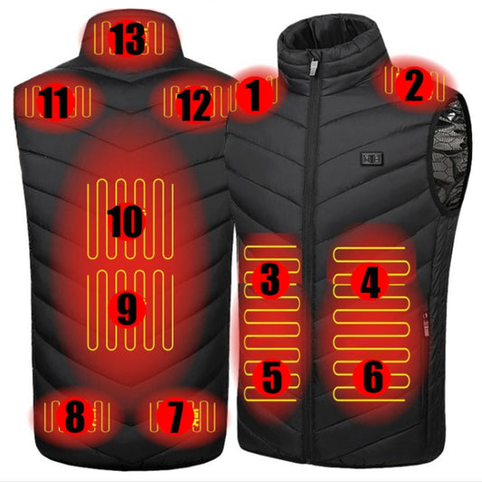 13  Area Double Control Black USB Electric Heating Undershirt Intelligent Warm Vest(L) - Down Jackets by buy2fix | Online Shopping UK | buy2fix