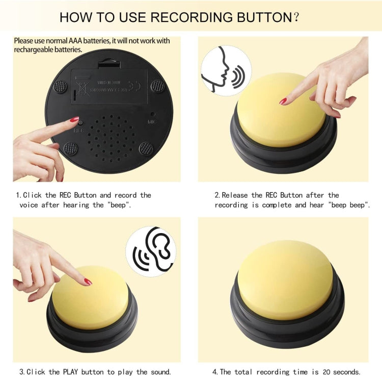 Pet Communication Button Dog Vocal Box Recording Vocalizer, Style: Recording Model(Orange) - Training Aids by buy2fix | Online Shopping UK | buy2fix