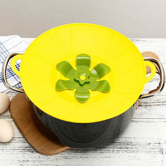 Silicone Flower Spill-proof Pot Lid Rotatable Pot Lid Kitchen Gadget, Size: 29cm Large Yellow - Insulation by buy2fix | Online Shopping UK | buy2fix