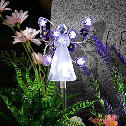 Solar Angel Garden Light Outdoor Decoration Patio Garden Ground Plug Light(Purple) - Solar Lights by buy2fix | Online Shopping UK | buy2fix