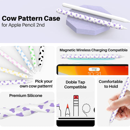 For Apple Pencil 2 AhaStyle PT65CW Silicone Pen Case Milk Cow Patterned Stylus Case(Blue) - Pencil Accessories by AhaStyle | Online Shopping UK | buy2fix