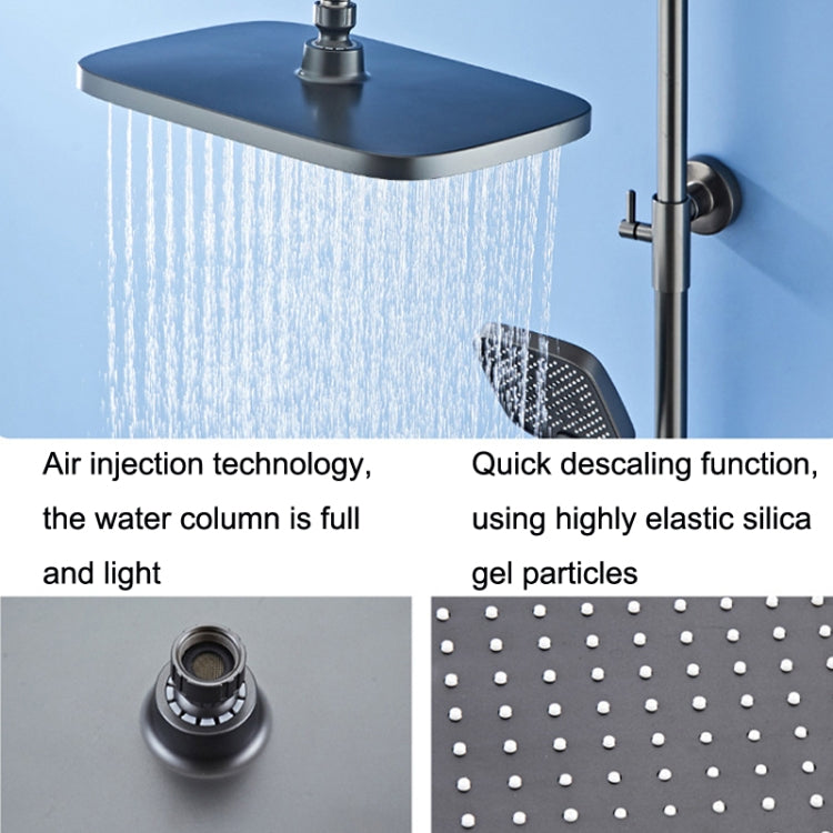 Piano Digital Display Full Copper Faucet Square Nozzle Shower Set, Color: Water Plating Gray 6104 - Shower Head by buy2fix | Online Shopping UK | buy2fix