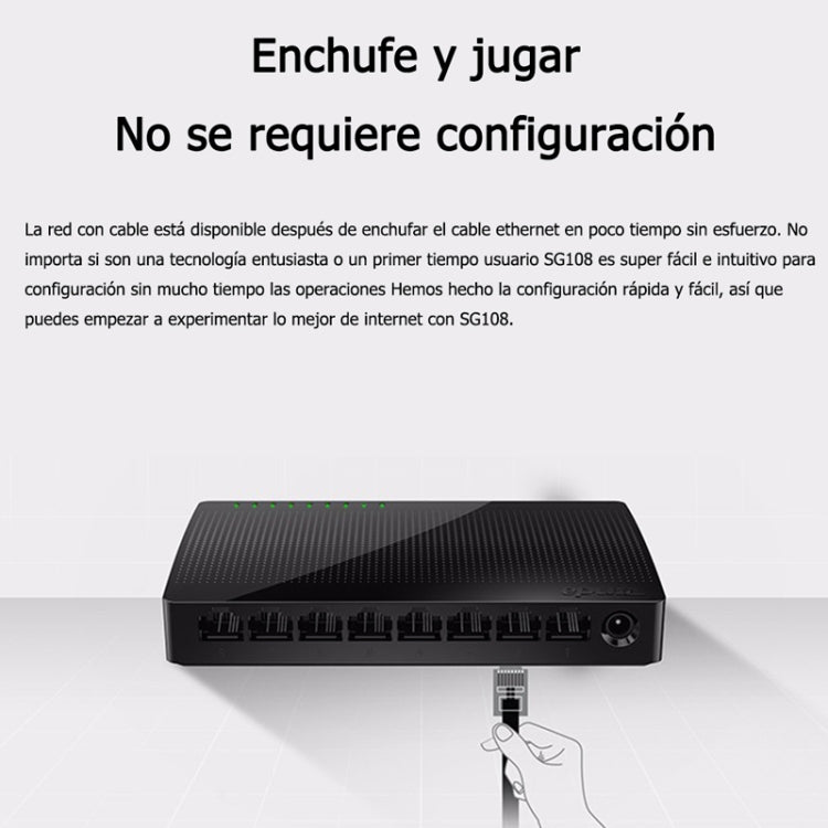 Tenda SG108 100/1000M Desktop Network Switch 8 Port Gigabit Desktop Switch Ethernet Switch LAN Hub(EU Plug) - Network Hubs by Tenda | Online Shopping UK | buy2fix