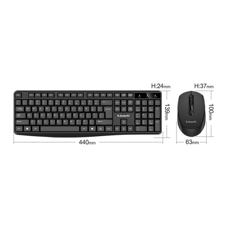 K-Snake WK800 Wireless 2.4G Keyboard Mouse Set Tabletop Computer Notebook Business Office House Use, Color: Black - Wireless Keyboard by K-Snake | Online Shopping UK | buy2fix